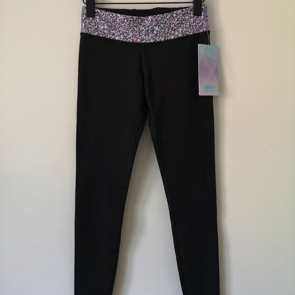 NWT IVIVVA by LULULEMON Black Luon Rhythmic Tight Pants Reversible Girl's 14 - Picture 1 of 7